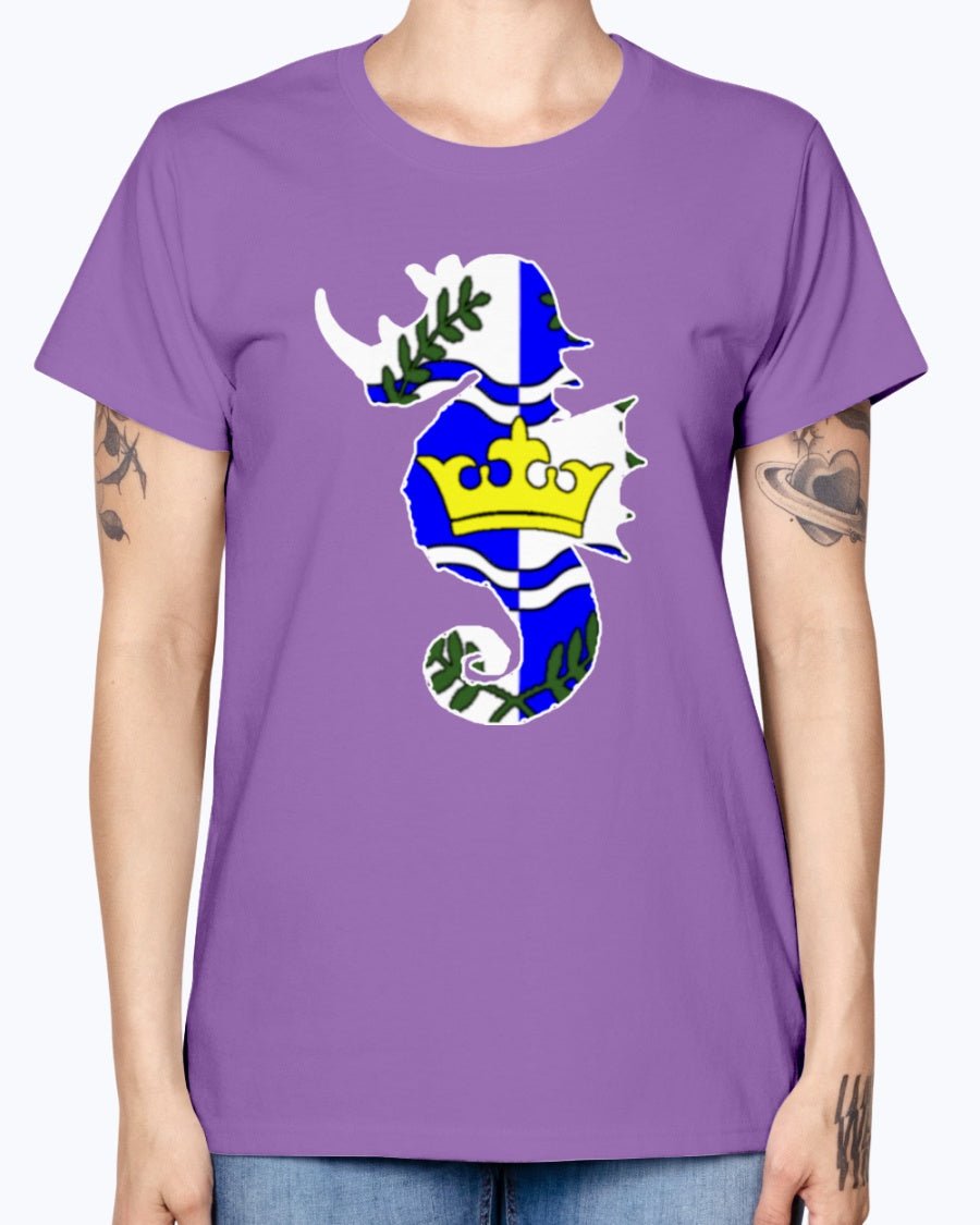 Gildan Ladies Missy T-Shirt Atlantia heraldic rhino seahorse