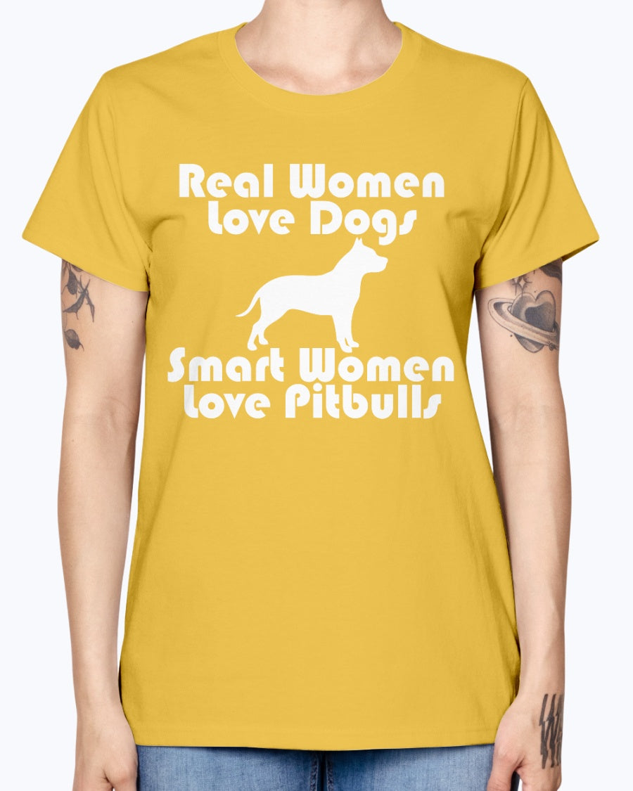 Gildan Ladies Missy T-Shirt Smart women love pitbulls copy