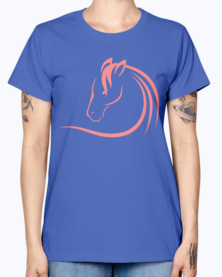 Gildan Ladies Missy T-Shirt . Horse head