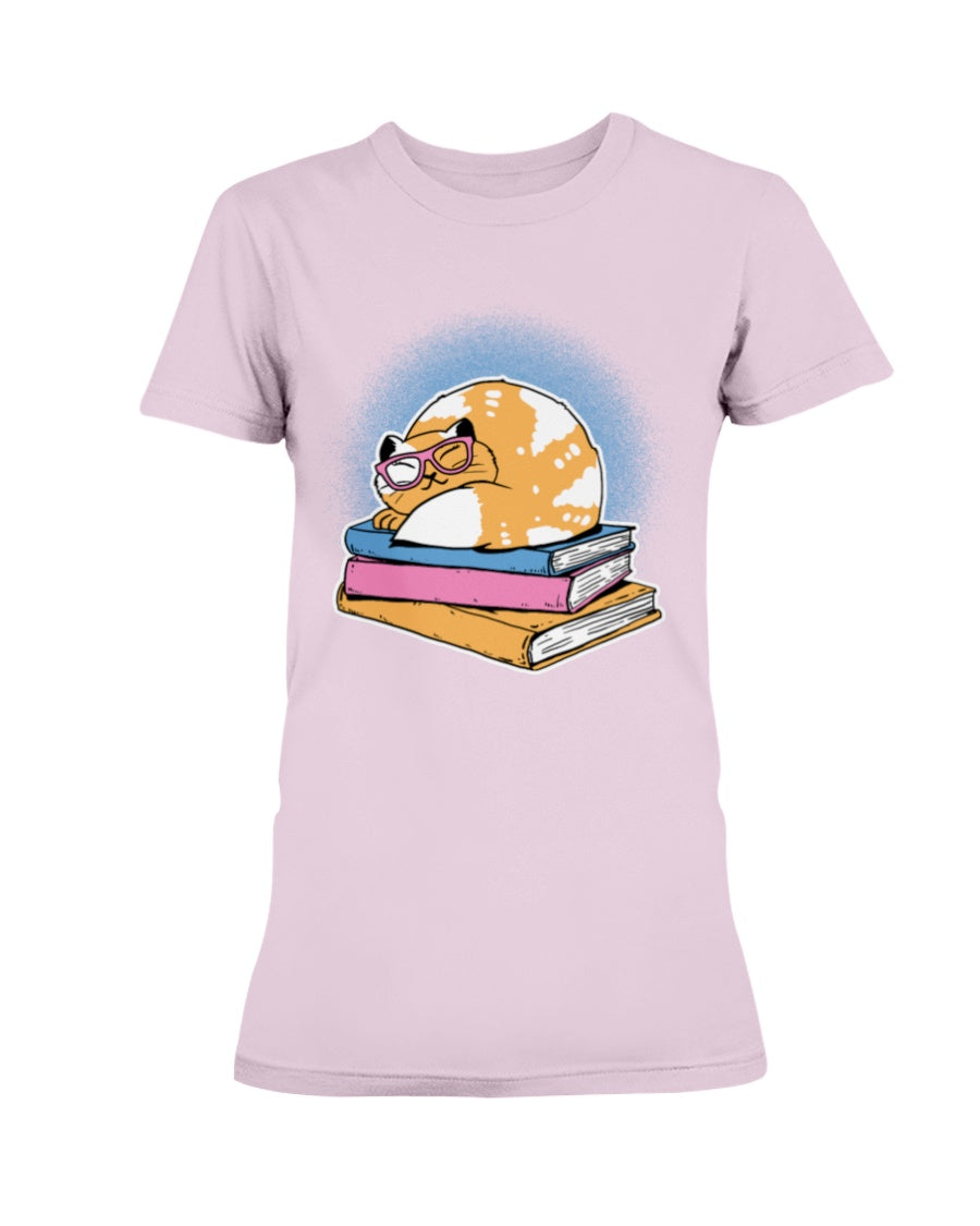 Gildan Ladies Missy T-Shirt Cat and Books
