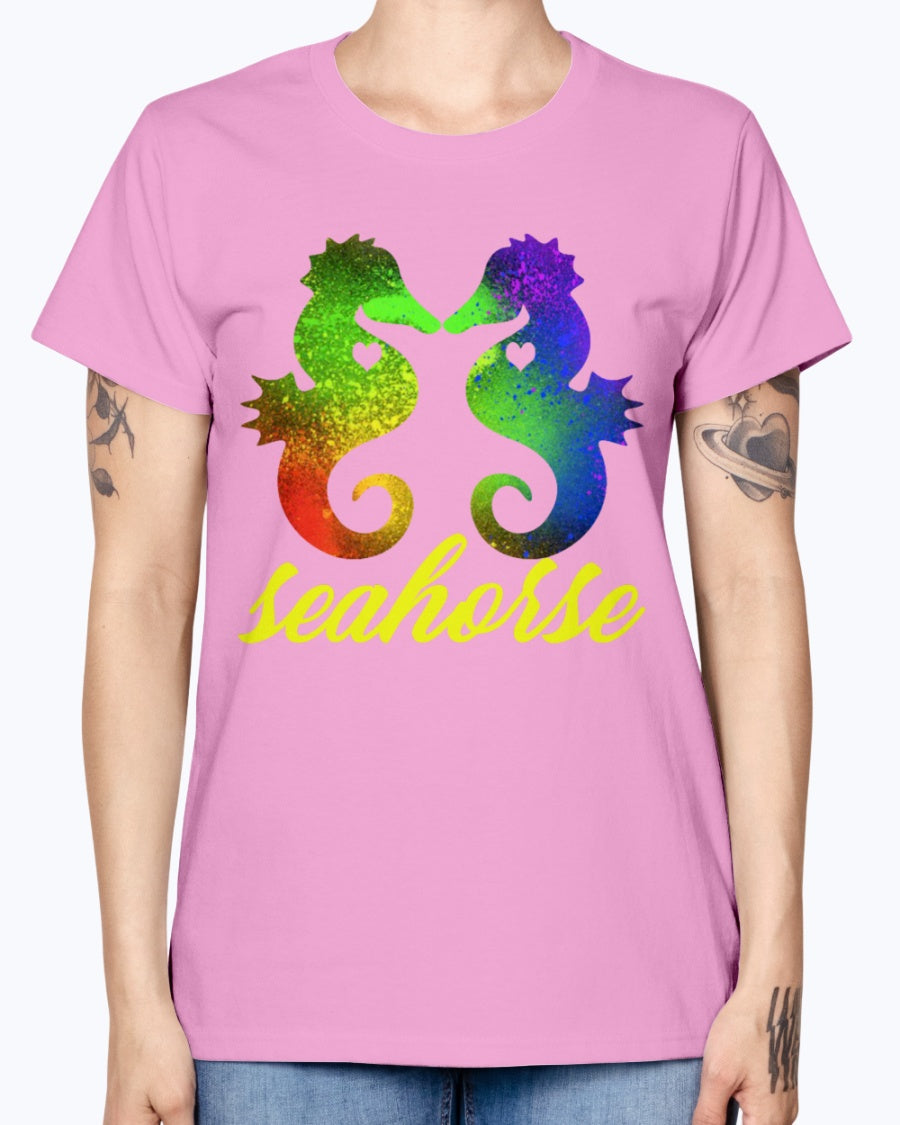 Gildan Ladies Missy T-Shirt Love Seahorse Shirt