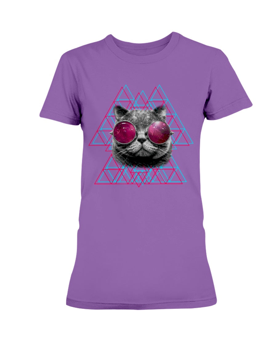 Gildan Ladies Missy T-Shirt 3D Cat in Space