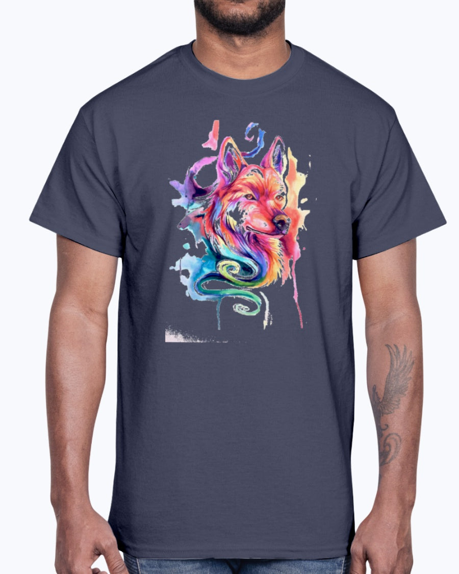 Men's Gildan Ultra Cotton T-Shirt 12 Dark colors I Am Wolf !