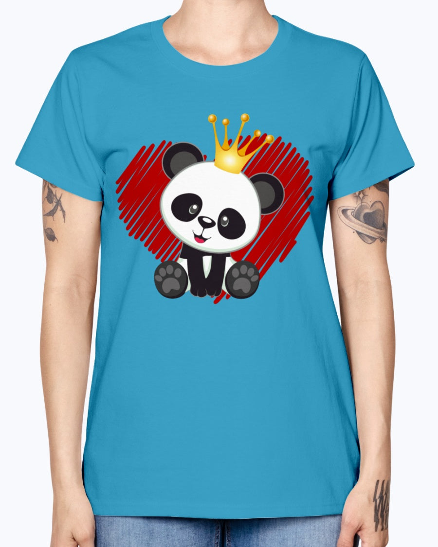 Gildan Ladies Missy T-Shirt. Cute panda love.