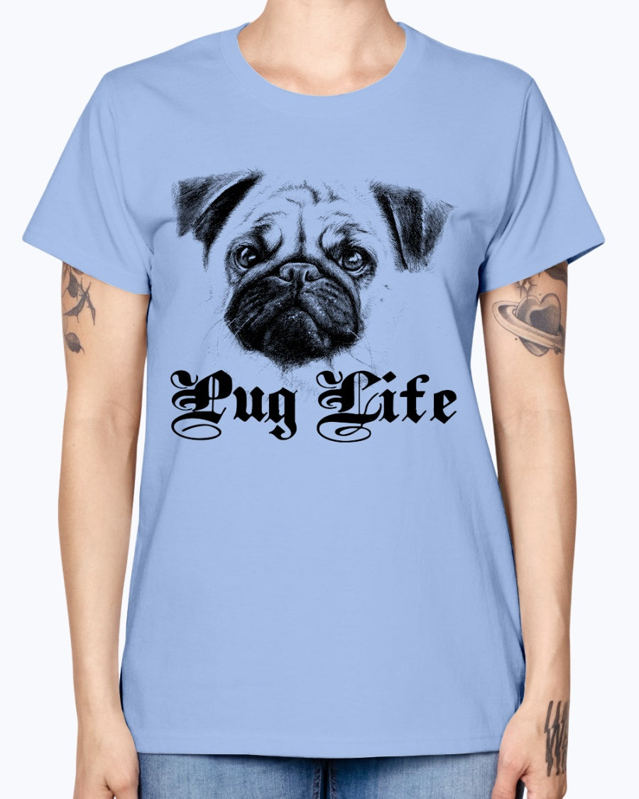 Gildan Ladies Missy T-Shirt 16 Light Colors Pug Life