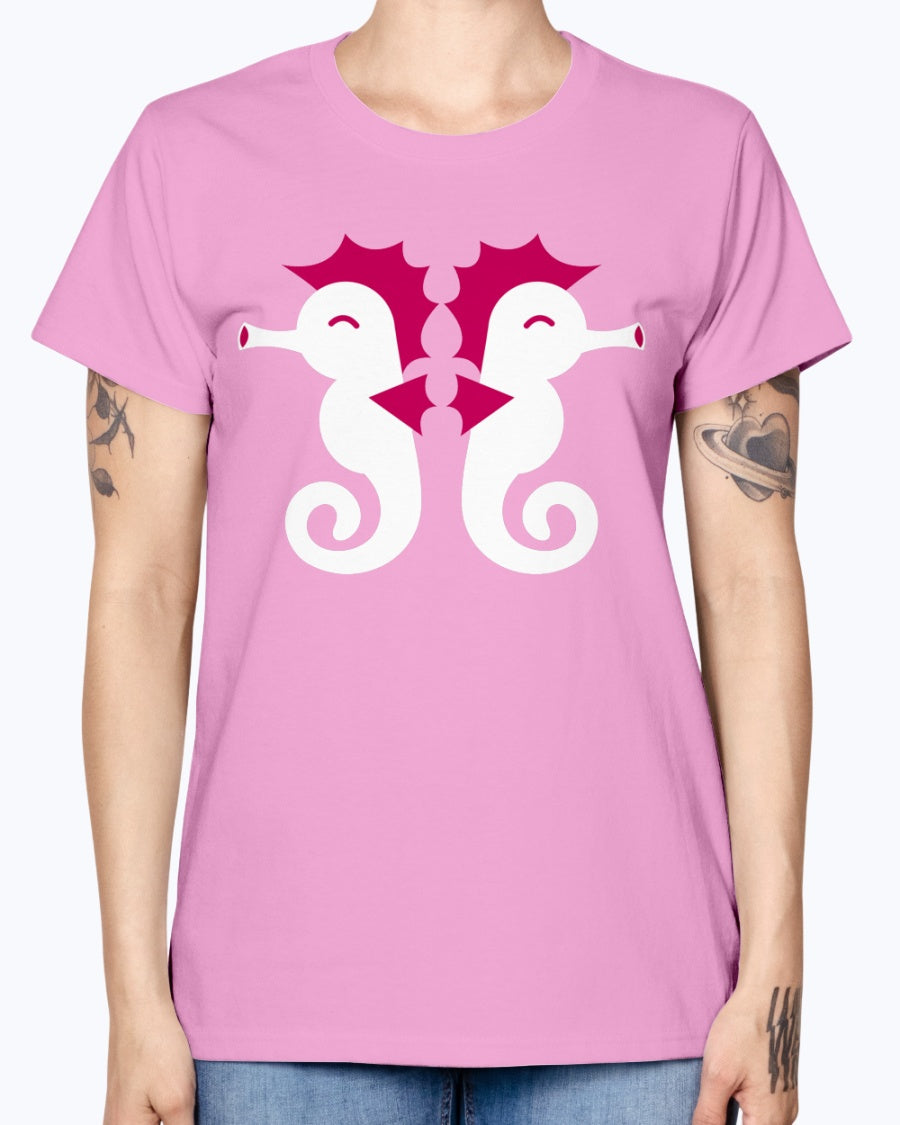 Gildan Ladies Missy T-Shirt Double cute little seahorses