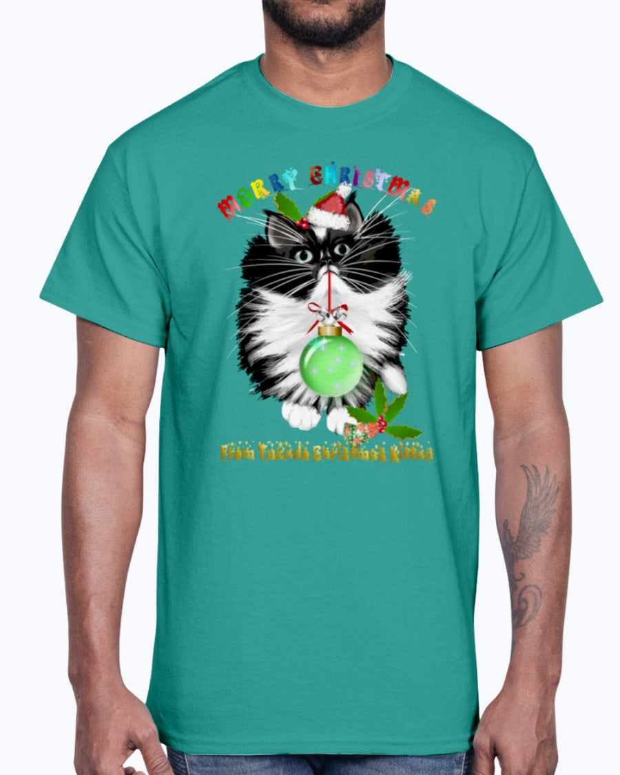 Men's Gildan Ultra Cotton T-Shirt A Tuxedo Kitten Christmas (Mens)