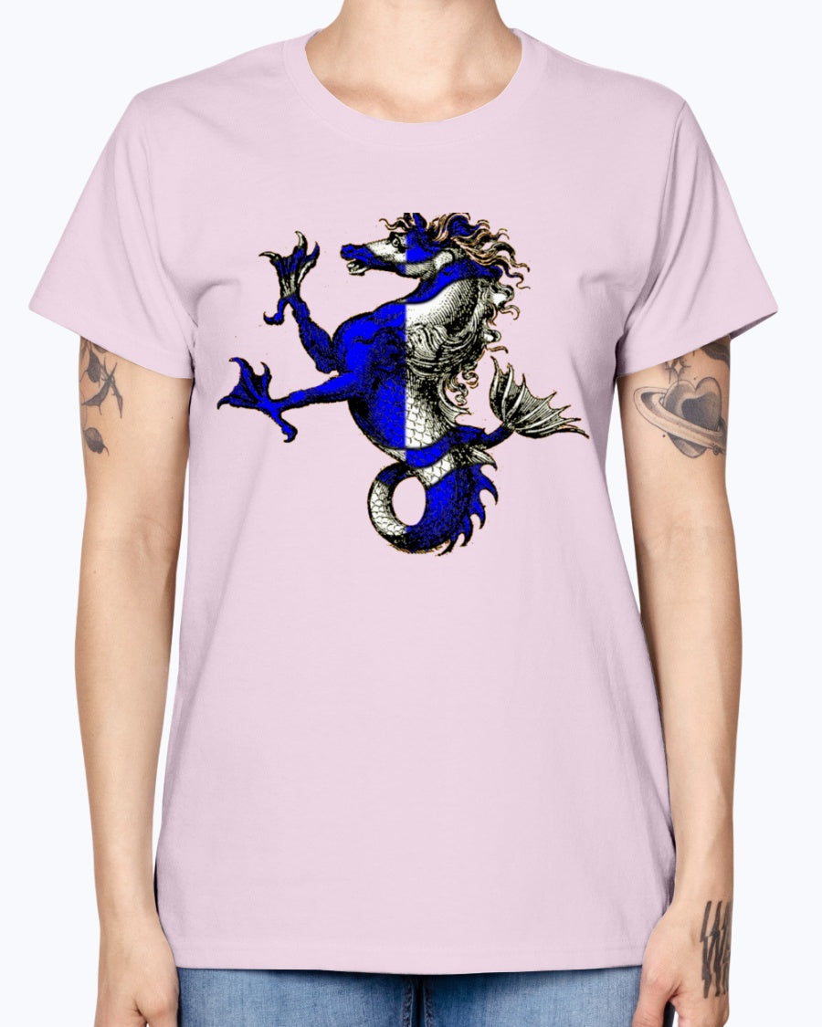 Gildan Ladies Missy T-Shirt Atlantia heraldic seahorse
