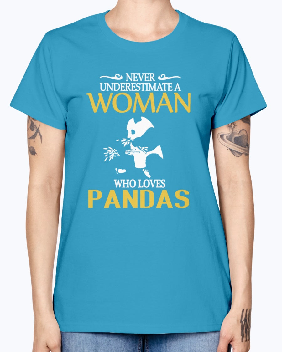 Gildan Ladies Missy T-Shirt . Women Pandas Shirt