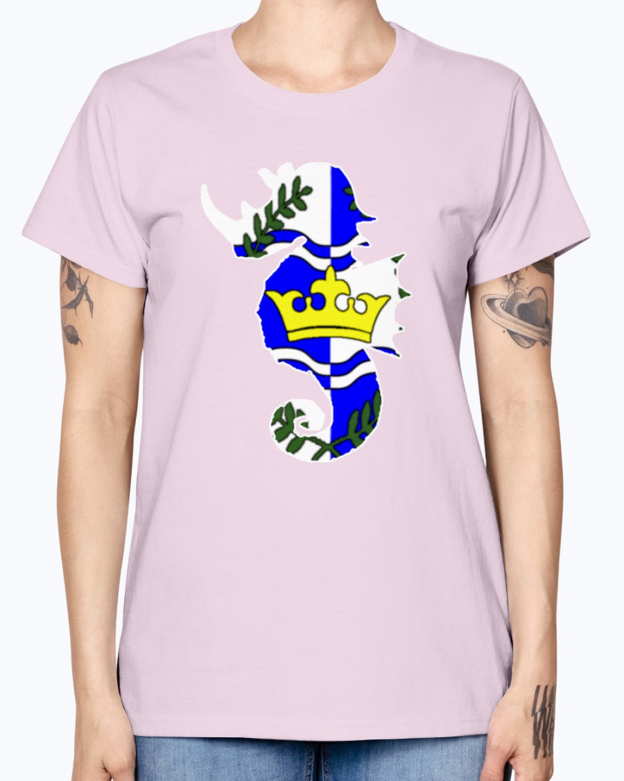 Gildan Ladies Missy T-Shirt Atlantia heraldic rhino seahorse