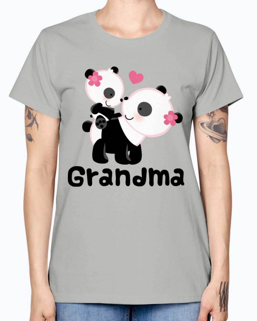 Gildan Ladies Missy T-Shirt. Grandma Gift (Panda) Women's