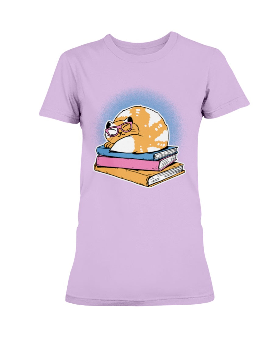 Gildan Ladies Missy T-Shirt Cat and Books
