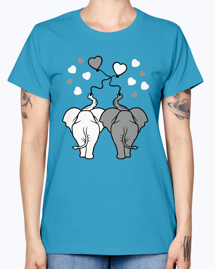 Gildan Ladies Missy T-Shirt Asphalt elephants in love