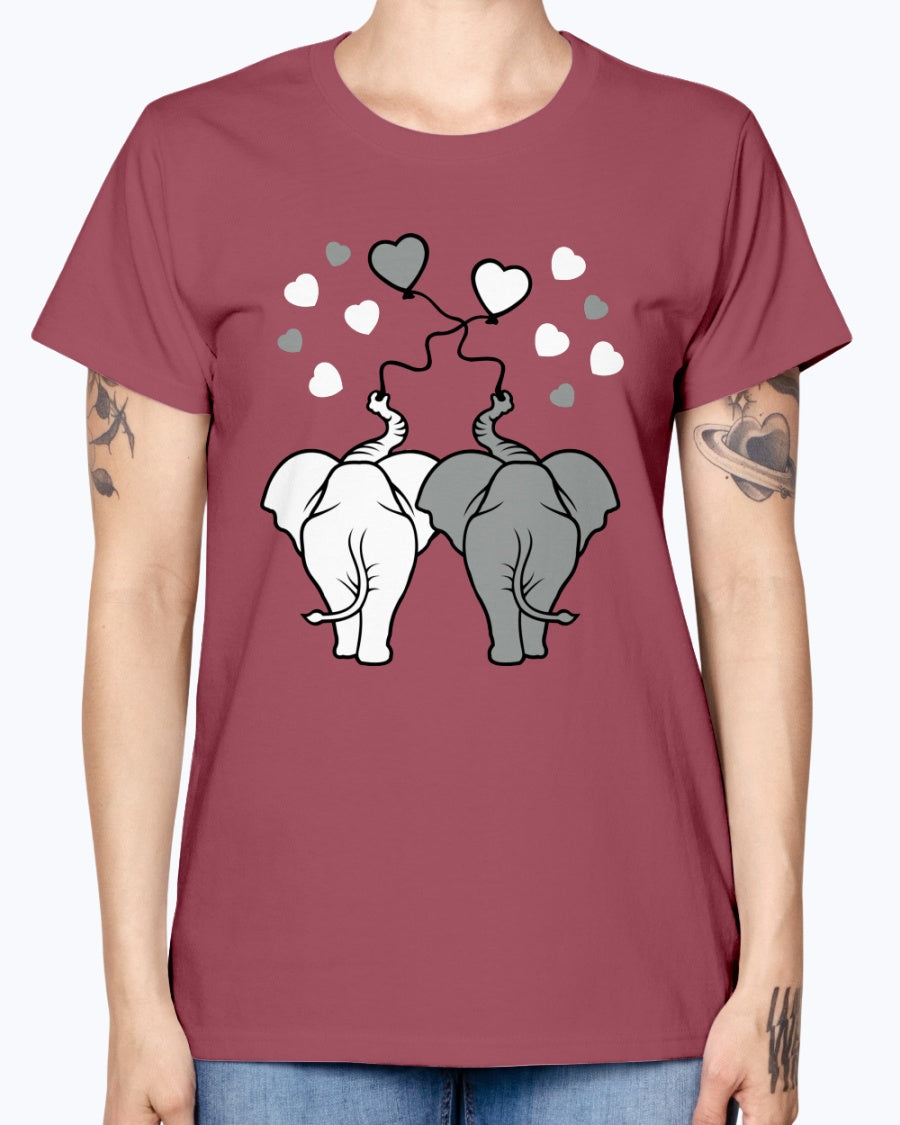 Gildan Ladies Missy T-Shirt Asphalt elephants in love