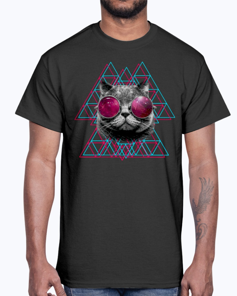 Men's Gildan Ultra Cotton T-Shirt 3D Space Cat (Mens)