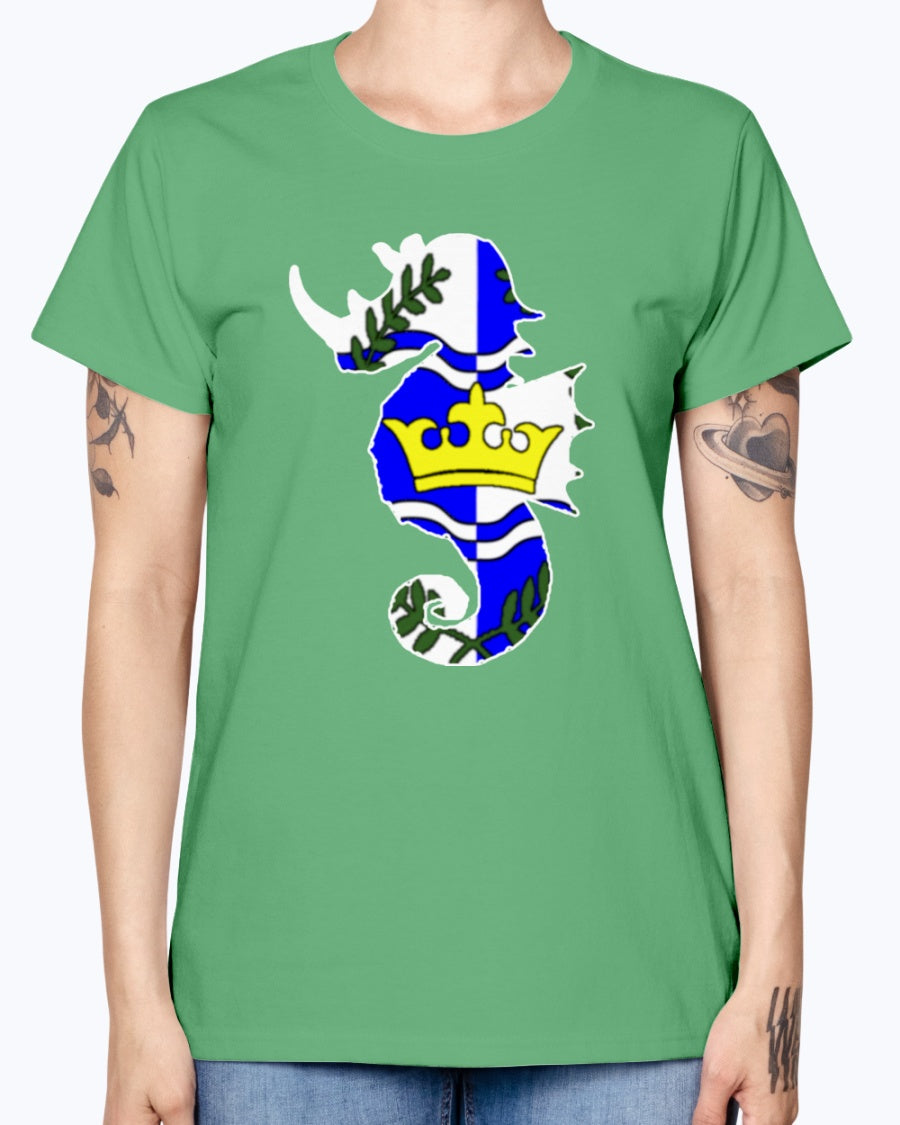 Gildan Ladies Missy T-Shirt Atlantia heraldic rhino seahorse