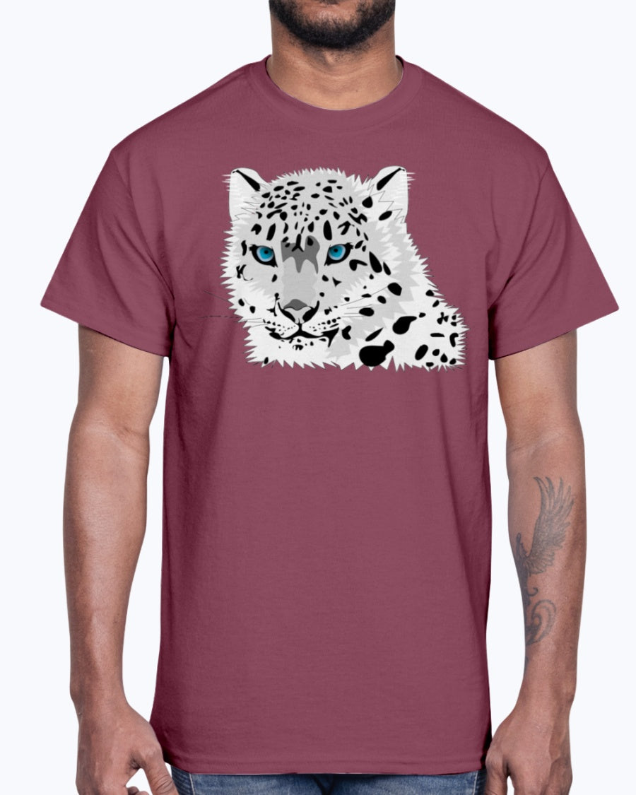 Men's Gildan Ultra Cotton T-Shirt 12 Dark colors Animal snow leopard