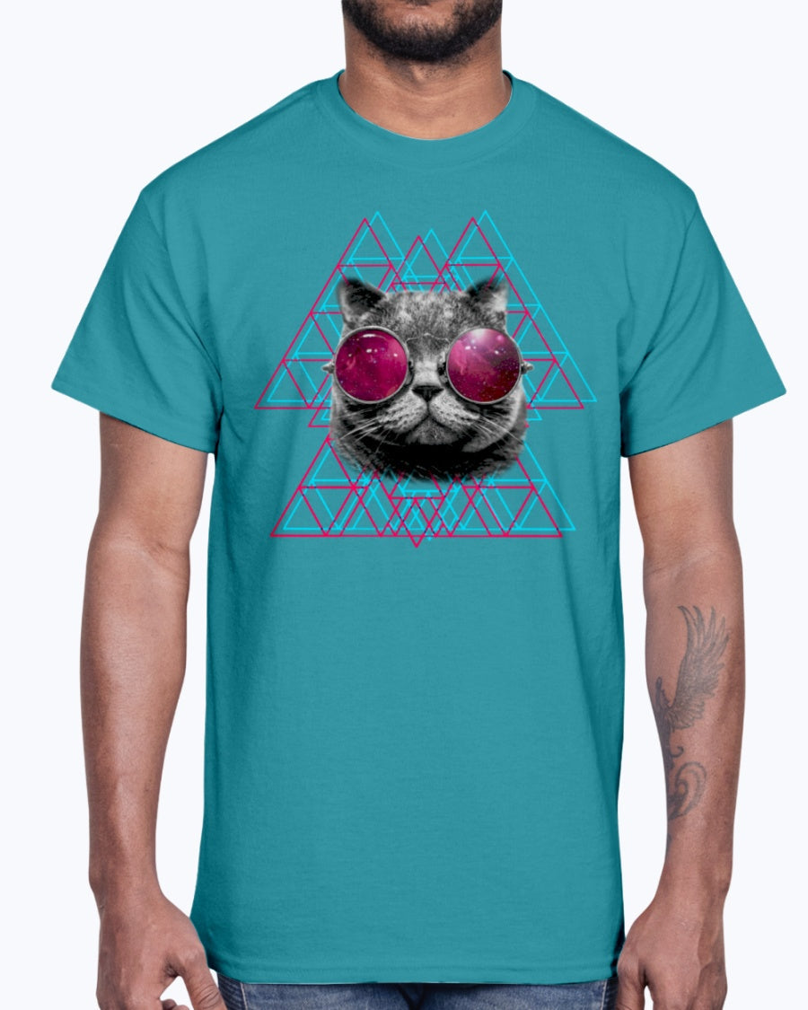 Men's Gildan Ultra Cotton T-Shirt 3D Space Cat (Mens)