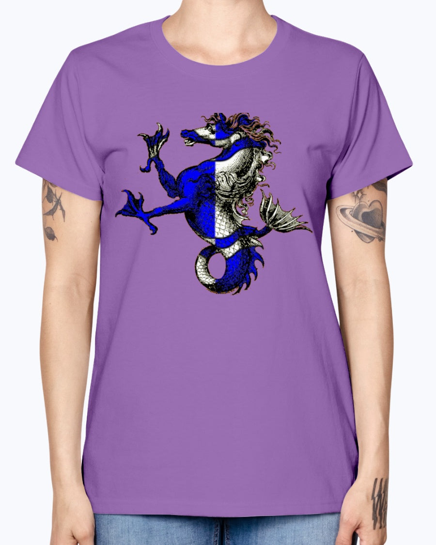 Gildan Ladies Missy T-Shirt Atlantia heraldic seahorse