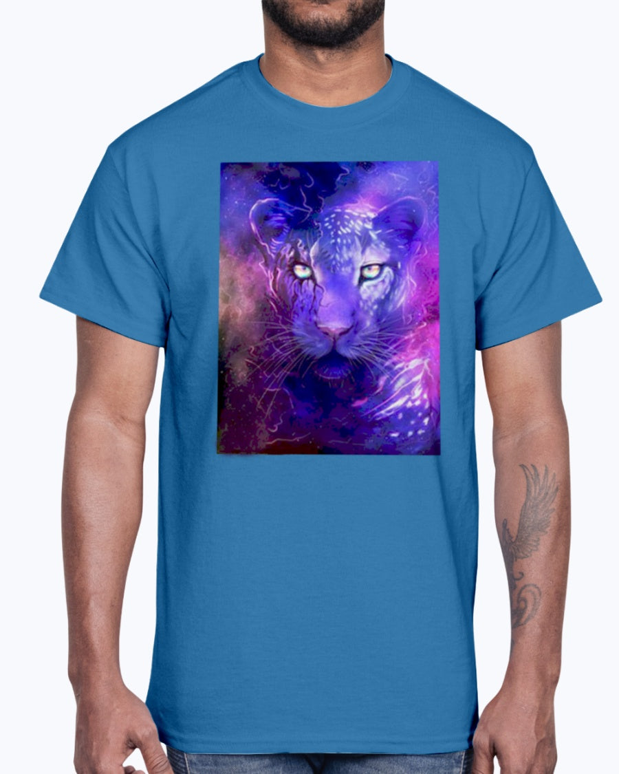 Men's Gildan Ultra Cotton T-Shirt 12 Dark colors Glowing leopard