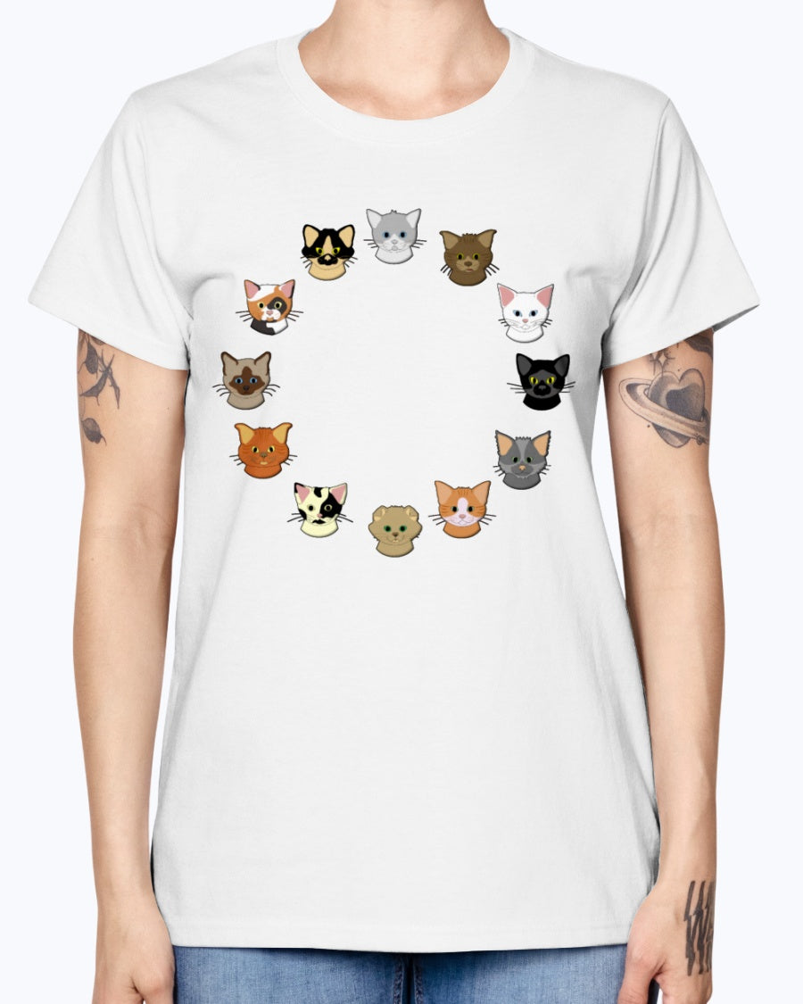 Gildan Ladies Missy T-Shirt. 12 cat heads Kids' Shirts