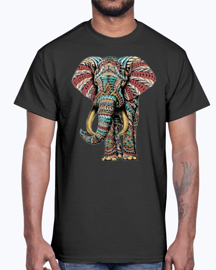 G2000 Unisex Ultra Cotton T-Shirt 12 Colors. Ornate Elephant Color Version
