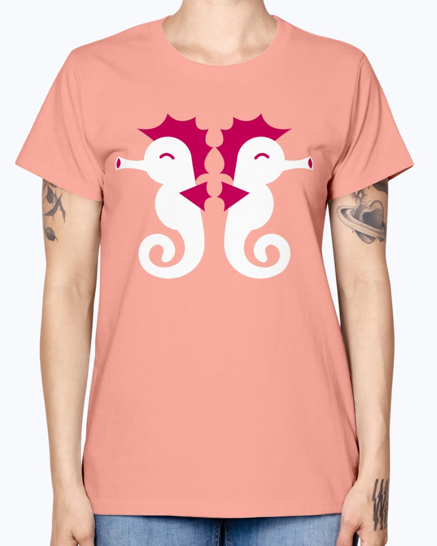 Gildan Ladies Missy T-Shirt Double cute little seahorses
