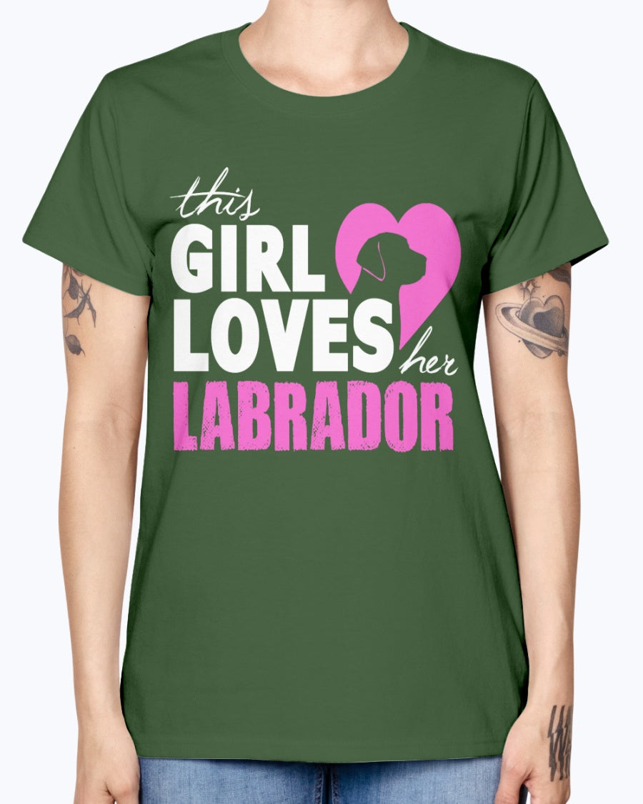 Gildan Ladies Missy T-Shirt 16 colors The girl loves her labrador