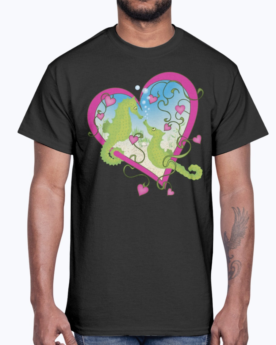 G2000 Unisex Ultra Cotton T-Shirt. Seahorse Love