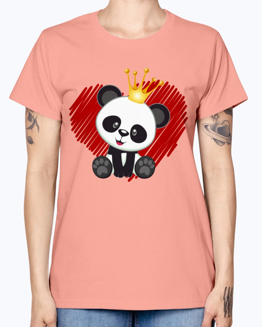 Gildan Ladies Missy T-Shirt. Cute panda love.