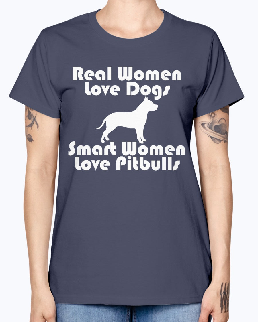 Gildan Ladies Missy T-Shirt Smart women love pitbulls copy