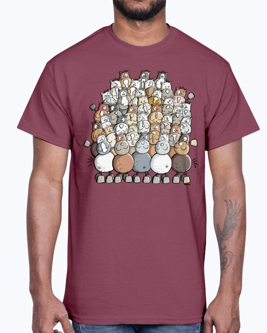 Men's Gildan Ultra Cotton T-Shirt Colorful pile of horses