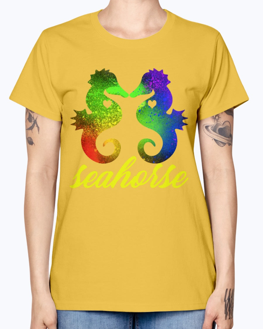 Gildan Ladies Missy T-Shirt Love Seahorse Shirt