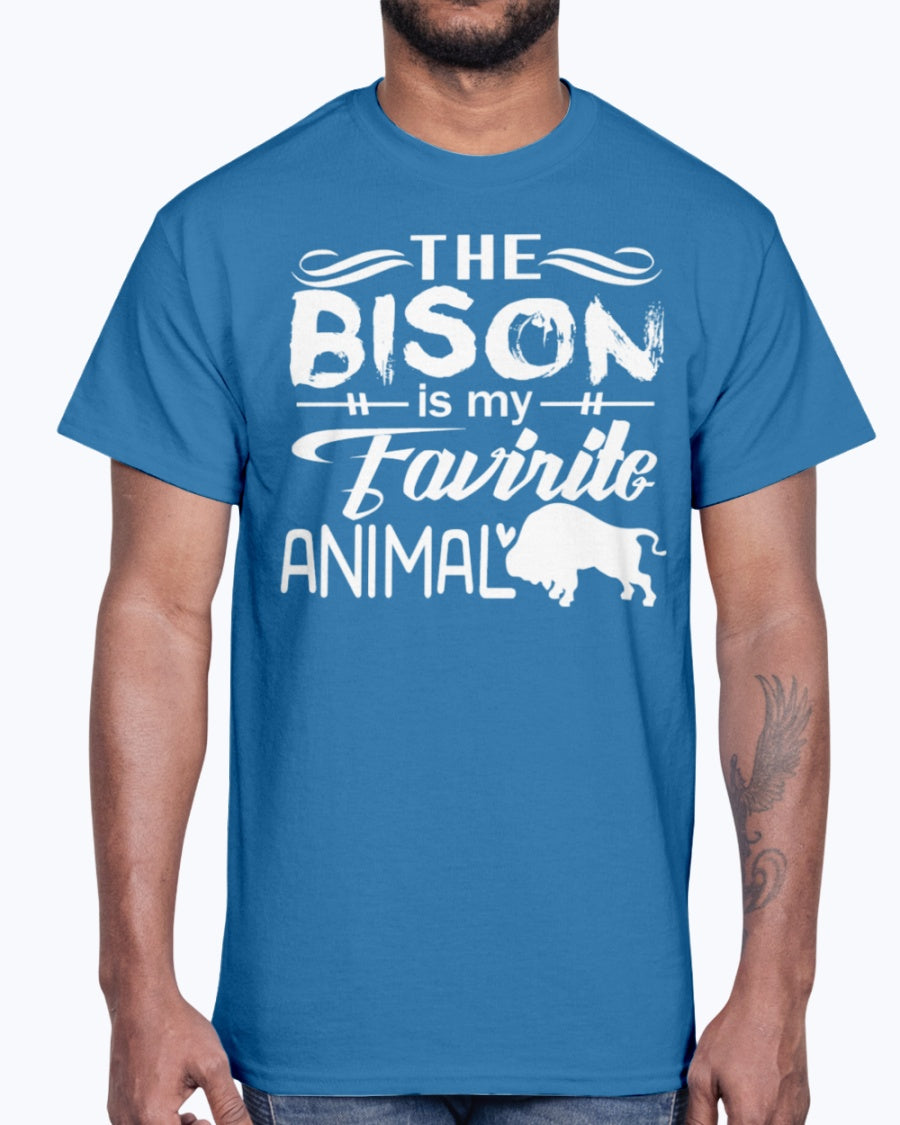 Men's Gildan Ultra Cotton T-Shirt 12 Dark colors The Bison Is My Favorite