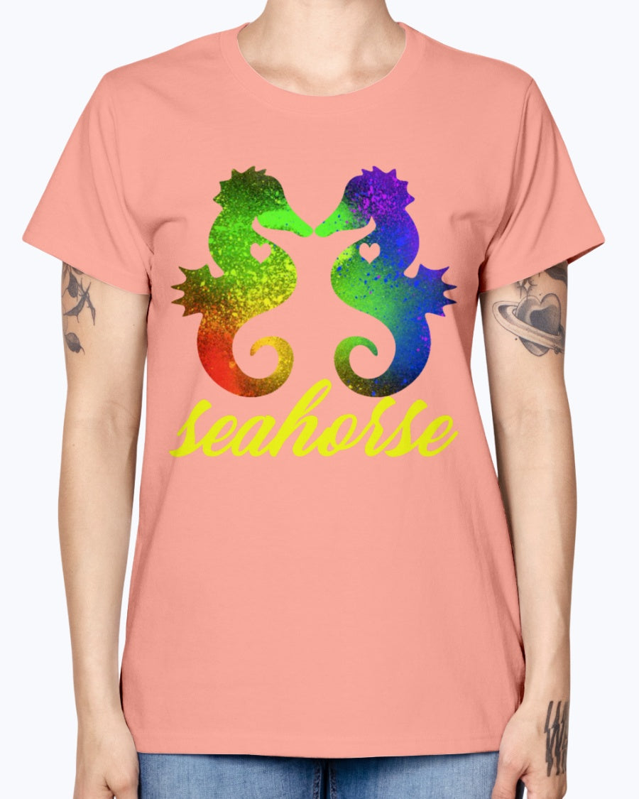 Gildan Ladies Missy T-Shirt Love Seahorse Shirt