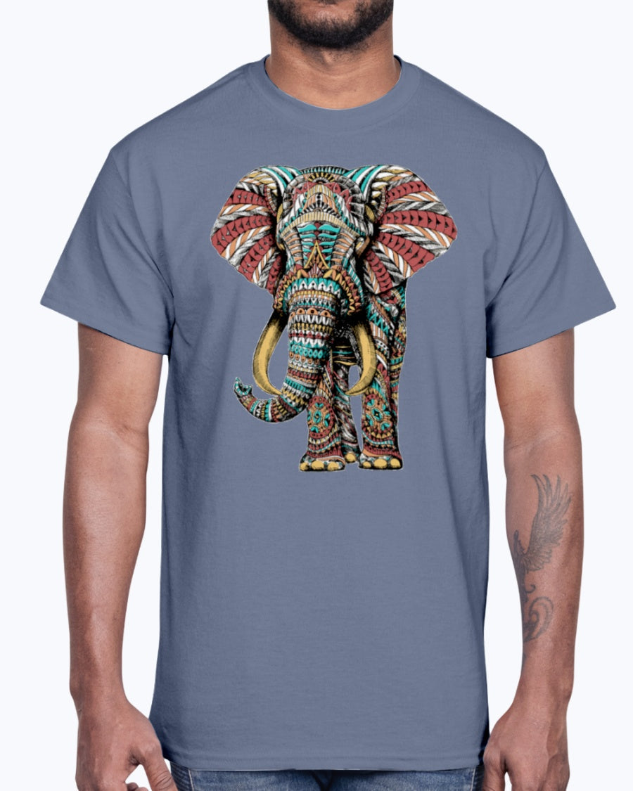 G2000 Unisex Ultra Cotton T-Shirt 12 Colors. Ornate Elephant Color Version