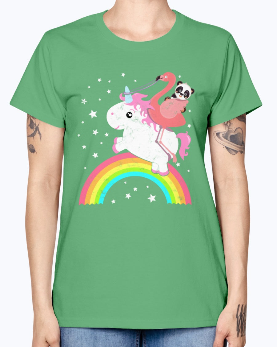 Gildan Ladies Missy T-Shirt Cute Funny Unicorn Flamingo Panda Rainbow