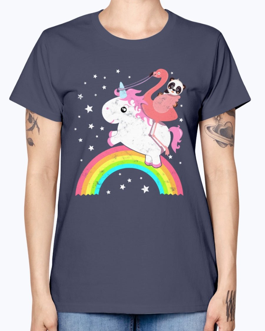 Gildan Ladies Missy T-Shirt Cute Funny Unicorn Flamingo Panda Rainbow