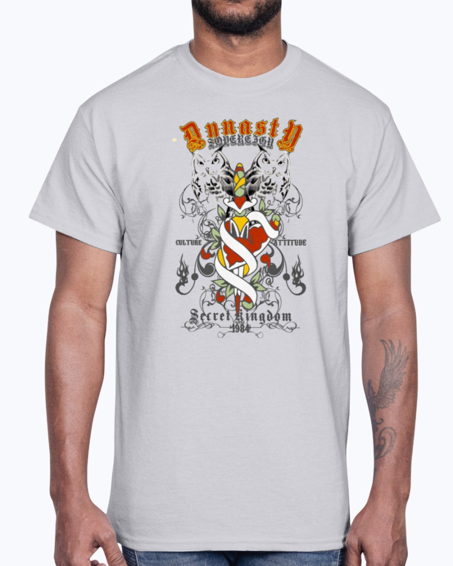 Men's Gildan Ultra Cotton T-Shirt 11 Light coloros. Secret kingdom owl