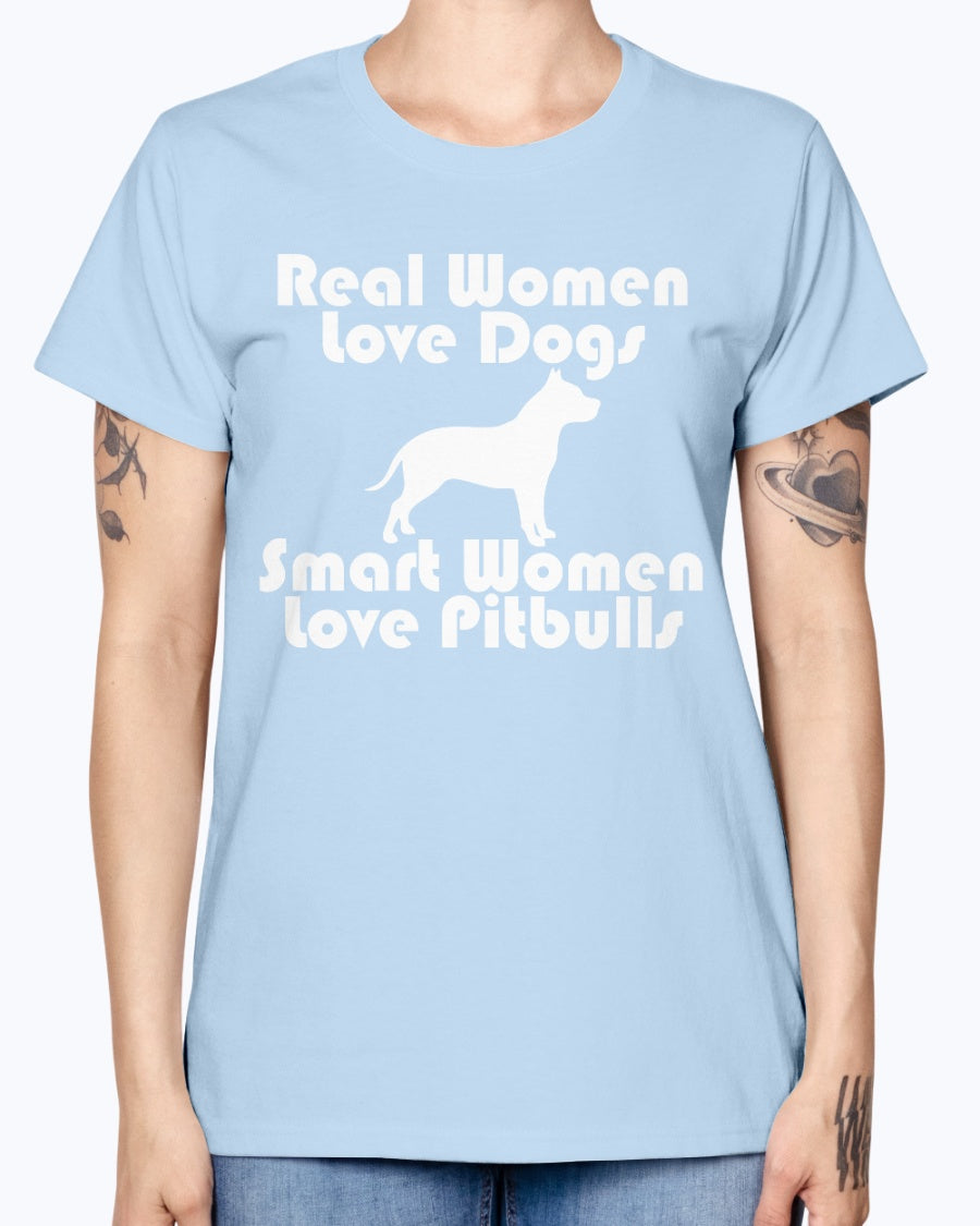 Gildan Ladies Missy T-Shirt Smart women love pitbulls copy