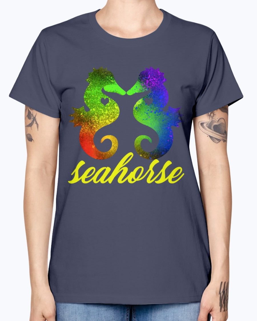 Gildan Ladies Missy T-Shirt Love Seahorse Shirt