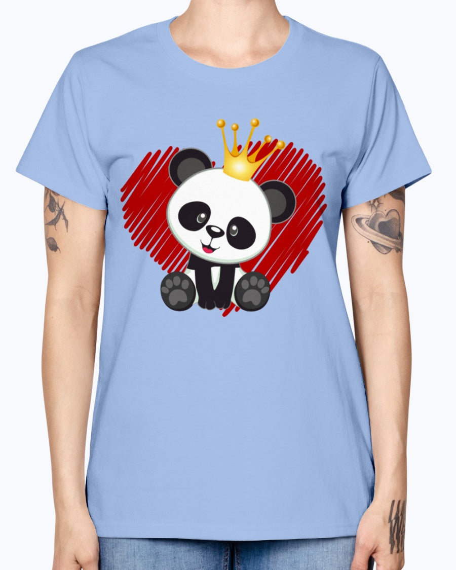 Gildan Ladies Missy T-Shirt. Cute panda love.