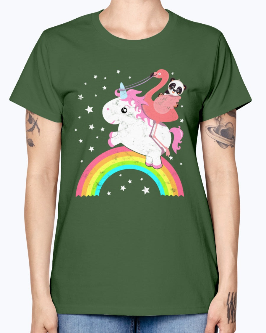 Gildan Ladies Missy T-Shirt Cute Funny Unicorn Flamingo Panda Rainbow