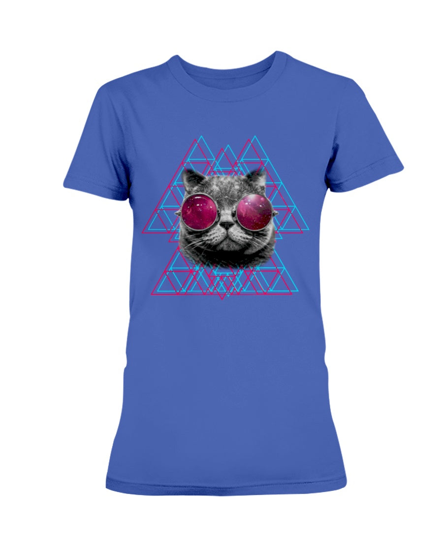 Gildan Ladies Missy T-Shirt 3D Cat in Space