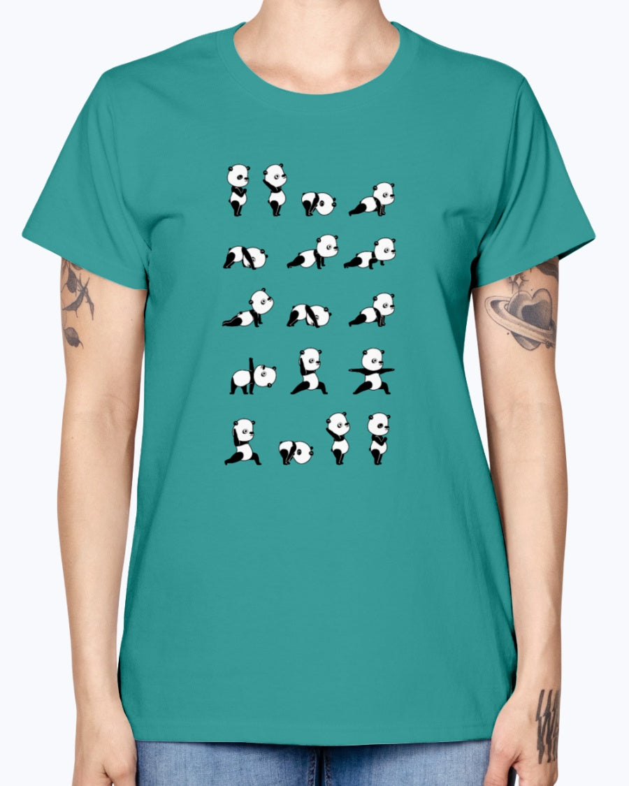 Gildan Ladies Missy T-Shirt . Yoga Panda