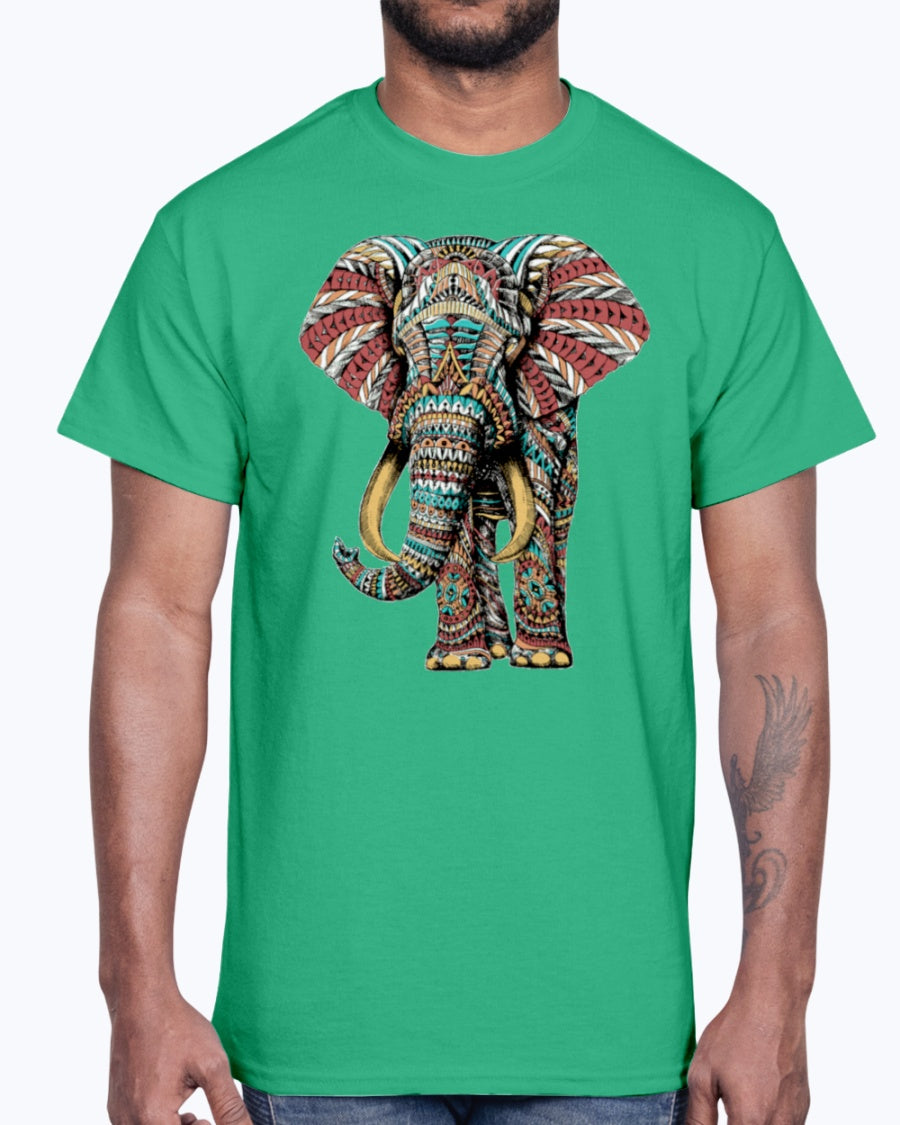G2000 Unisex Ultra Cotton T-Shirt 12 Colors. Ornate Elephant Color Version