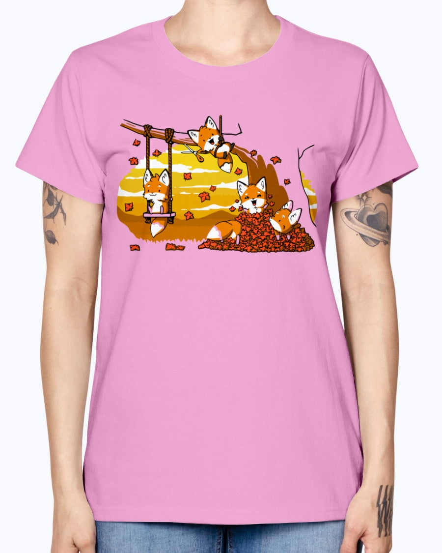 Gildan Ladies Missy T-Shirt 16 colors Fall Fox Fun