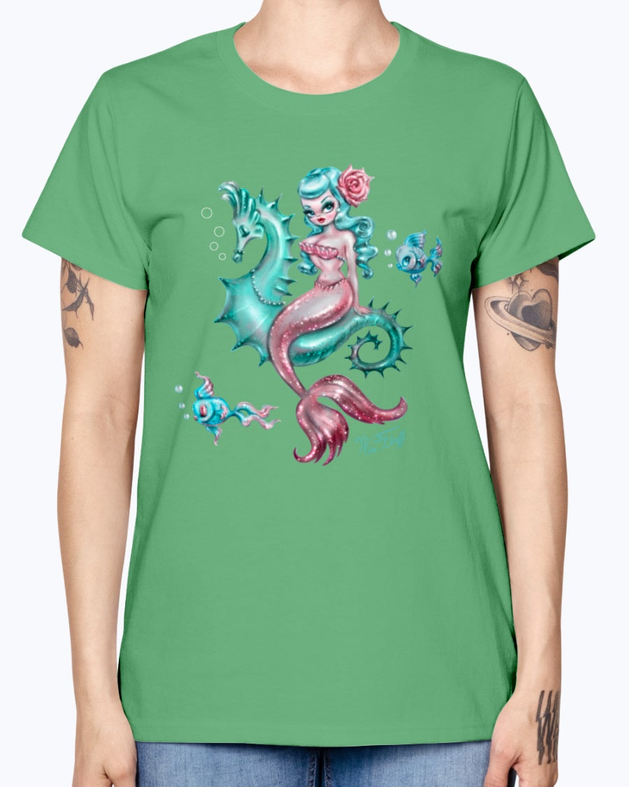 Gildan Ladies Missy T-Shirt. Mysterious Mermaid Tanks