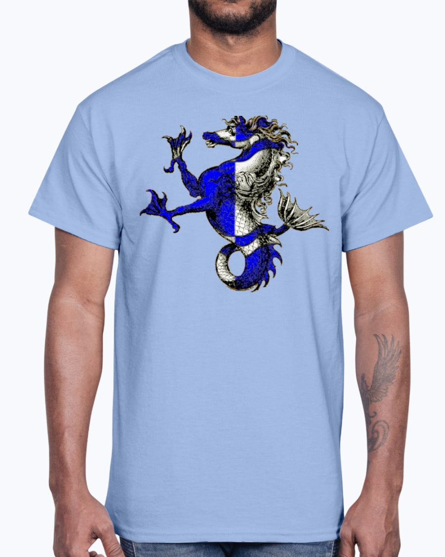 Men's Gildan Ultra Cotton T-Shirt .Atlantia heraldic seahorse