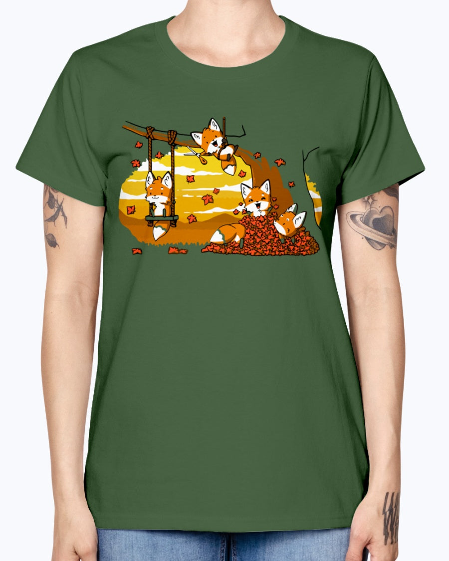 Gildan Ladies Missy T-Shirt 16 colors Fall Fox Fun
